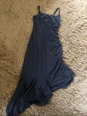 wild fable Navy Asymmetrical Slip Dress with Ruffle Hem